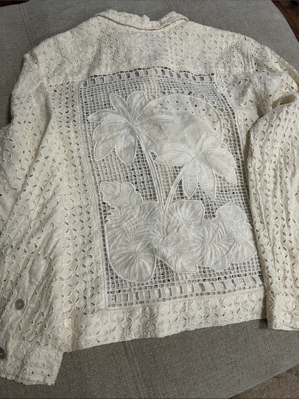 Johnny Was Cream Eyelet Lace Shirt